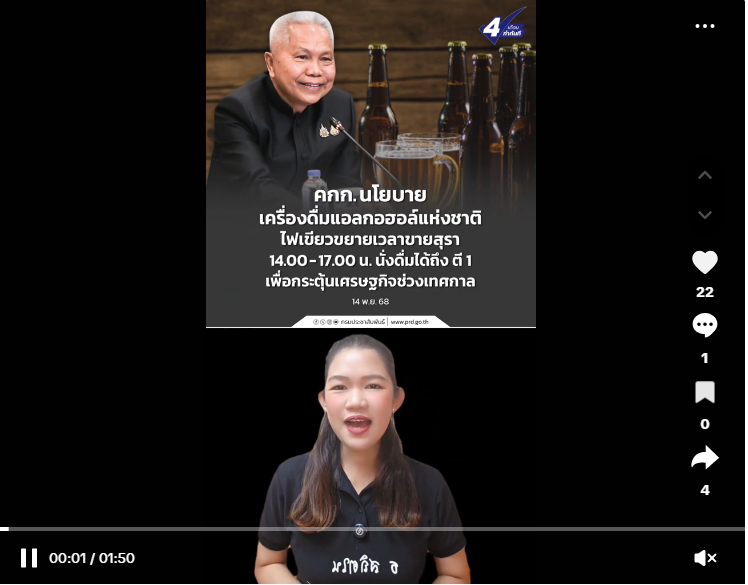 คกก.นโยบาย  เครื่องดื่มแอลกอฮอล์แห่งชาติ ไฟเขียวขยายเวลาขายสุรา 14.00-17.00 น. นั่งดื่มได้ถึง ตี 1 เพื่อกระตุ้นเศรษฐกิจช่วงเทศกาล