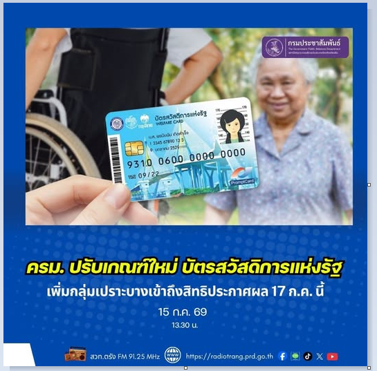 ครม. ปรับเกณฑ์ใหม่ บัตรสวัสดิการแห่งรัฐ เพิ่มกลุ่มเปราะบางเข้าถึงสิทธิ ประกาศผล 17 ก.ค. นี้
